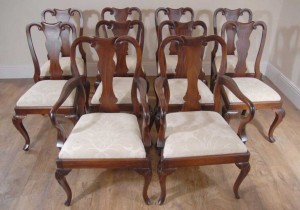 10 Mahogany English Queen Anne Dining Chairs Chair