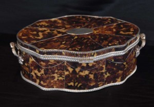 Silverplate & Tortoiseshell Serpentine Jewellery Box Casket
