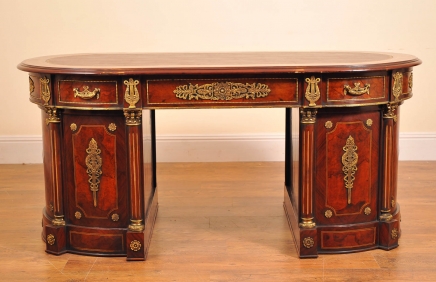 Fransk Empire Walnut Oval Partners Desk Fransk Empire Walnut Oval Partners Desk
