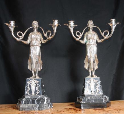 Candelabros de plata chapado en Empire