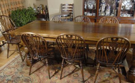 Oak refektoriet Table & 8 Windsor Chair Dining Set Oak refektoriet Table & 8 Windsor Chair Dining Set