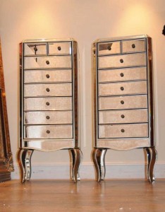Pair Mirrored Chests of Drawers Chest Tall Boy