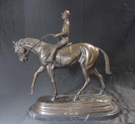 FRENCH BRONZE CASTING HORSE JOCKEY MENE SCULPTURE HORSES