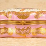 FRENCH SEVRES FLORAL POTTERY TRINKET BOX CASE PORCELAIN