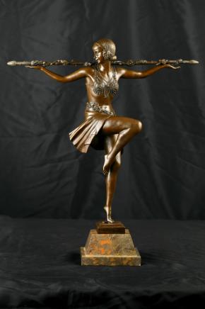 French Art Deco Bronze Dancing Figurine Girl