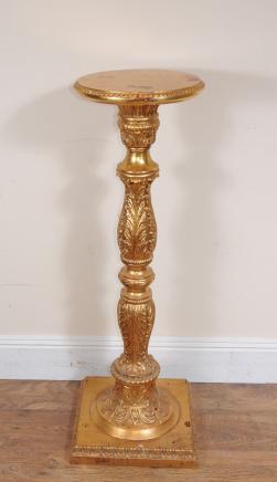 French Louis XV Gilt Pedestal Stand Table Column French Louis XV Gilt Pedestal Stand Table Column