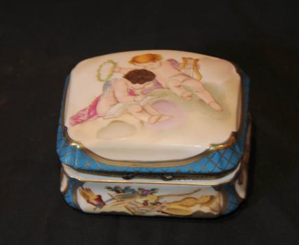 French Sevres Porcelain Trinket Jewellery Box French Sevres Porcelain Trinket Jewellery Box