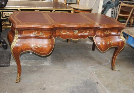 French Walnut Bombe Partners Desk Empire Bureau Table French Walnut Bombe Partners Desk Empire Bureau Table