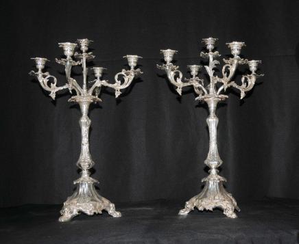 PAIR VICTORIAN ROCOCO SILVER PLATE CANDELABRAS CANDLES SHEFFIELD PAIR VICTORIAN ROCOCO SILVER PLATE CANDELABRAS CANDLES SHEFFIELD
