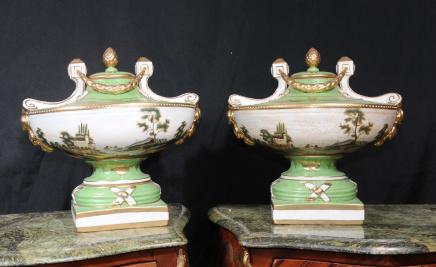 Pair German Dresden Porcelain Tureens Dishes Bowls Pair German Dresden Porcelain Tureens Dishes Bowls