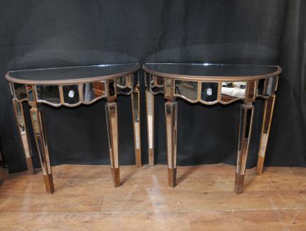 Pair Mirror Console Tables Mirrored Hall Tables Deco Furniture Pair Mirror Console Tables Mirrored Hall Tables Deco Furniture