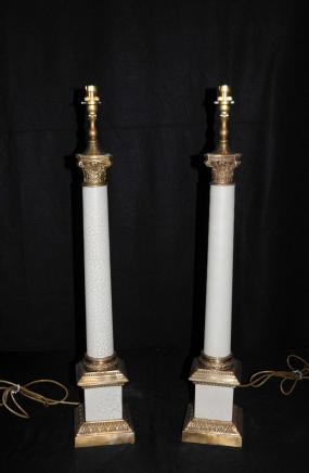 Pair Regency Tables Lamps Lights Doric Column Classic Light Pair Regency Tables Lamps Lights Doric Column Classic Light