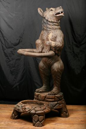 Antique Black Forest Bear Umbrella Stand Statue Carved Antique Black Forest Bear Umbrella Stand Statue Carved