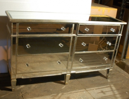 Art Deco Mirrored Double Commode Chest Drawers Art Deco Mirrored Double Commode Chest Drawers