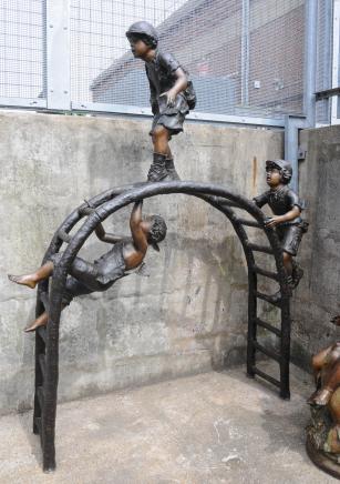 8ft Bronze Climbing Frame Boys Statue Garden Toy 8ft Bronze Climbing Frame Boys Statue Garden Toy