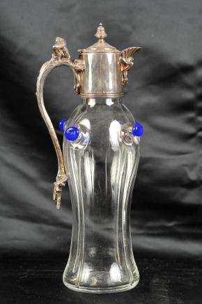 Glass Art Nouveau Jug Decanter Ewer Pewter Glass Art Nouveau Jug Decanter Ewer Pewter