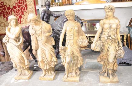 Set 4 Seasons Lifesize Italian Hand Carved Stone Figures Set 4 Seasons Lifesize Italian Hand Carved Stone Figures