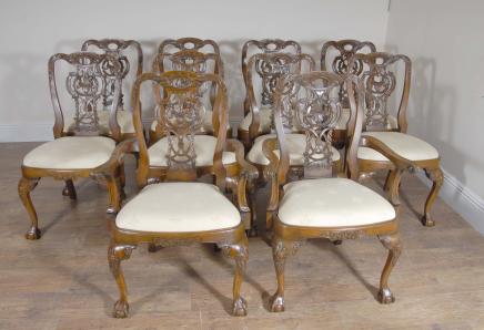 10 Walnut English George II Dining Chairs Chair Set Carver 10 Walnut English George II Dining Chairs Chair Set Carver