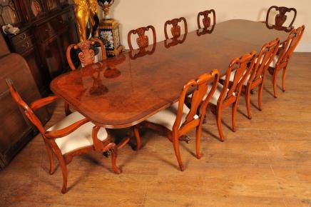 Regency Walnut Dining Table Set Queen Anne Chairs Regency Walnut Dining Table Set Queen Anne Chairs