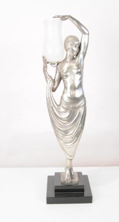 French Art Deco Table Lamp Female Odalisque Figurine Statue Lights French Art Deco Table Lamp Female Odalisque Figurine Statue Lights
