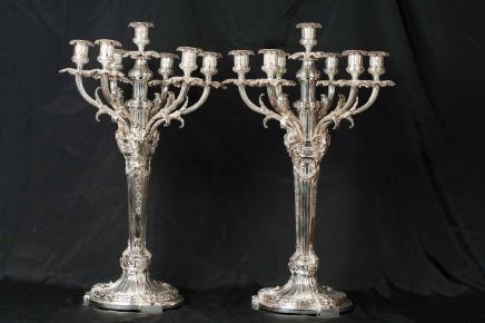 Pair Victorian Rococo Silver Plate Candelabras Silverplate Candles Pair Victorian Rococo Silver Plate Candelabras Silverplate Candles
