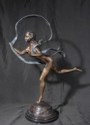 Art Nouveau American Bronze Hoop Lady Paul Manship Art Nouveau American Bronze Hoop Lady Paul Manship