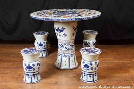 Chinese Nanking Porcelain Table Chair Garden Set Seat Stool Pottery Chairs Chinese Nanking Porcelain Table Chair Garden Set Seat Stool Pottery Chairs