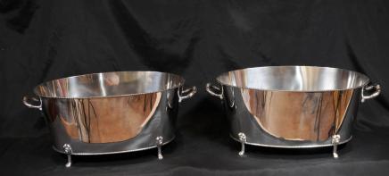 Pair Victorian Silver Plate Wine Buckets Champagne Coolers Urns EP Pair Victorian Silver Plate Wine Buckets Champagne Coolers Urns EP