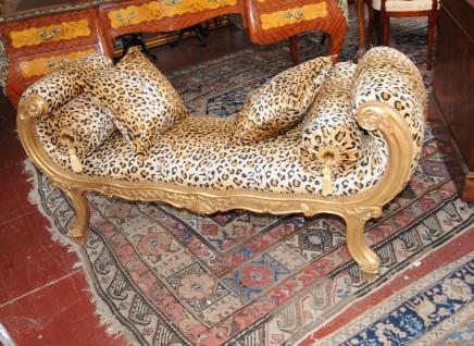 French Louis XV Sofa Bed Chaise Lounge Cheetah Print