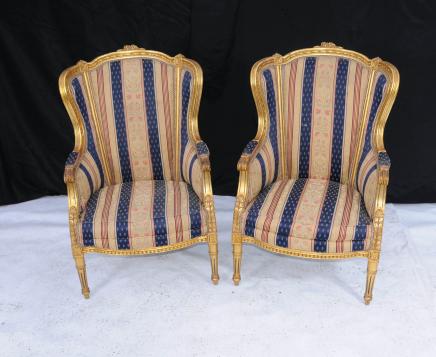 French Napolean II Arm Chair Gilt Fauteils Chairs