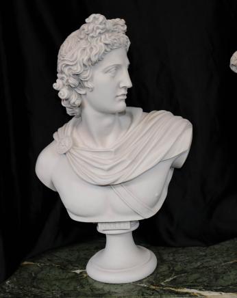 Italian Carved Bust Apollo Faux Marble Interiors