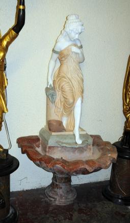 Italian Marble Garden Fountain Female Figurine Font Water Feature