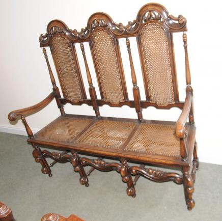 Oak Charles II Settle Chair Three Seat Arm Chair Sofa