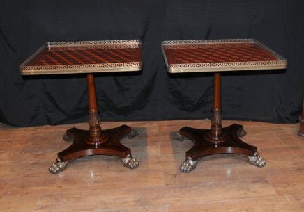 Pair Regency Parquetry Inlay Side Tables Occasional Cocktail Table Pair Regency Parquetry Inlay Side Tables Occasional Cocktail Table