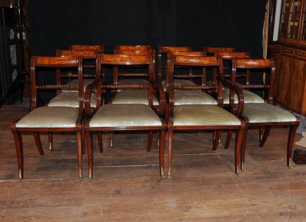Set 12 English Regency Rope Back Dining Chairs 