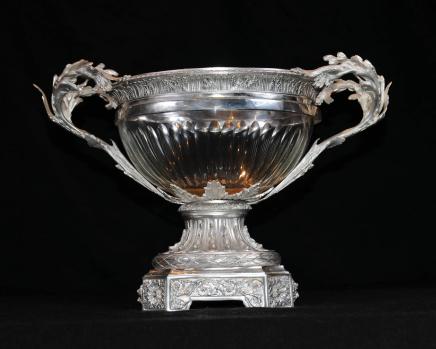 Victorian Sheffield Silver Plate Tureen Cut Glass Bowl Centrepiece