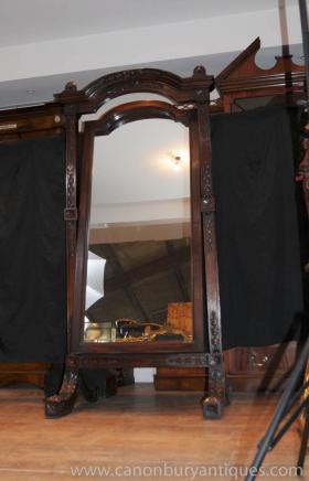 Antique Hand Carved French Cheval Mirror Mirrors Mahogany 