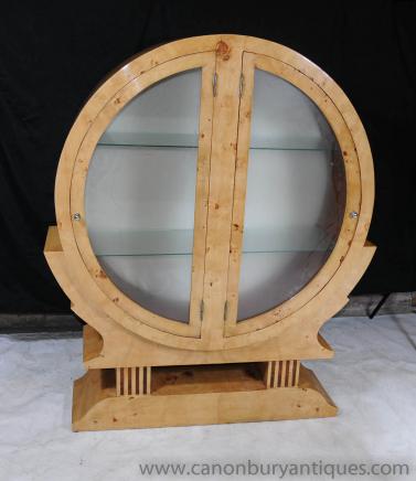 Art Deco Bücherregal Vitrine Blonde Walnut Möbel