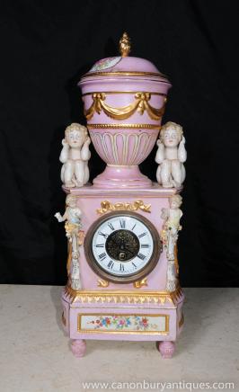 Deutsch Dresdner Porzellan Cherub Clock Cherubim Putti