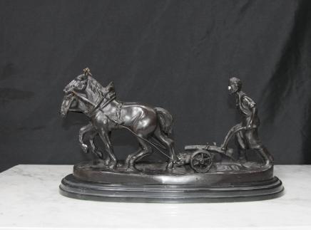 Englisch Bronze Casting Pferd Plough Farmer Ploughmans