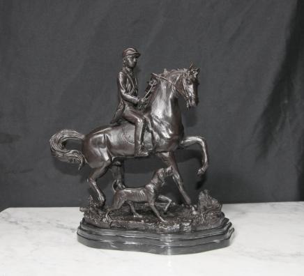 Englisch Bronze Fox Hunt Pferd Hunter Bloodhound Hunting Statue Englisch Bronze Fox Hunt Pferd Hunter Bloodhound Hunting Statue