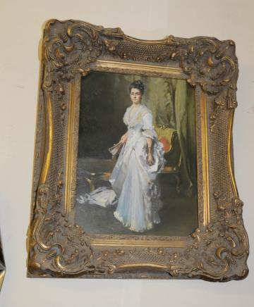 Englisch Ölgemälde Victorian Lady Portait Gilt Frame