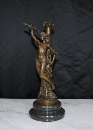Französisch Bronze Casting Joan of Arc Nude Female Figurine Statue