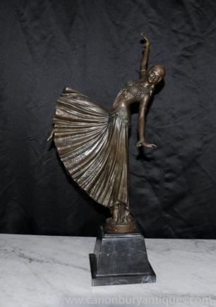 French Art Deco Chiparus Bronze Dancing Girl Figurine Statue 