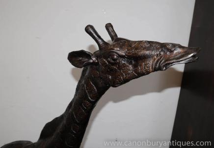 Große Pair Bronze Giraffen Giraffe Statue Tier Garden Art
