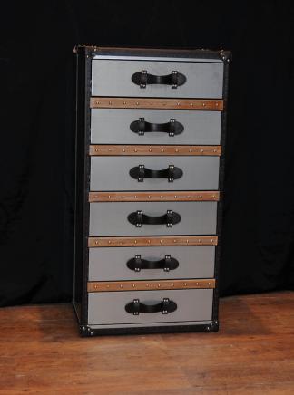 Industrielle Leder Chrome Kommoden Tall Boy Gepäck Möbel Industrielle Leder Chrome Kommoden Tall Boy Gepäck Möbel