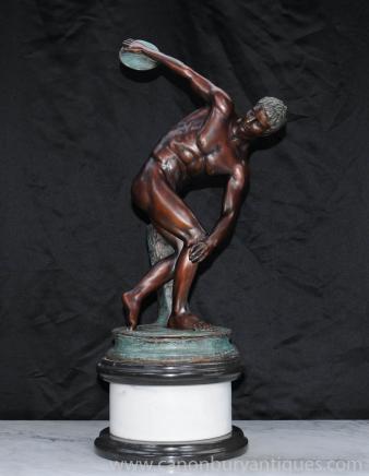 Italian Bronze Discus Thrower Statue Roman Athlete Classical Italian Bronze Discus Thrower Statue Roman Athlete Classical
