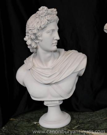 Italienisch Carved Bust Apollo Faux Marble Interiors