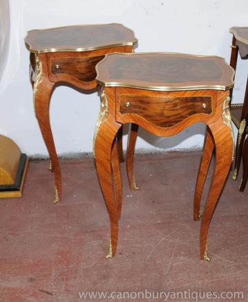Paar Französisch Louis XV Beistelltische Cabriole Legs Cocktail Table