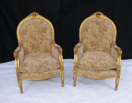 Paar Französisch Regency Gilt Arm Chairs Fauteils Sesse